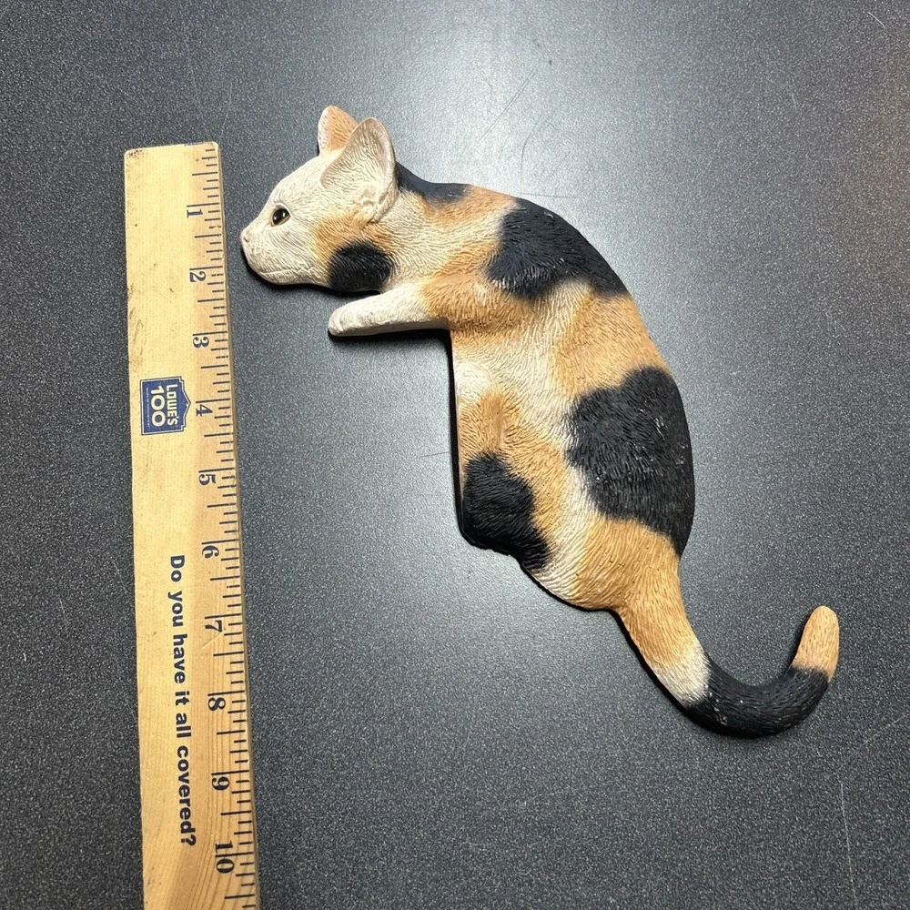 CALICO CAT DOOR SITTER RESIN CBC 1990's LONG HAIRED CAT LOVER VINTAGE